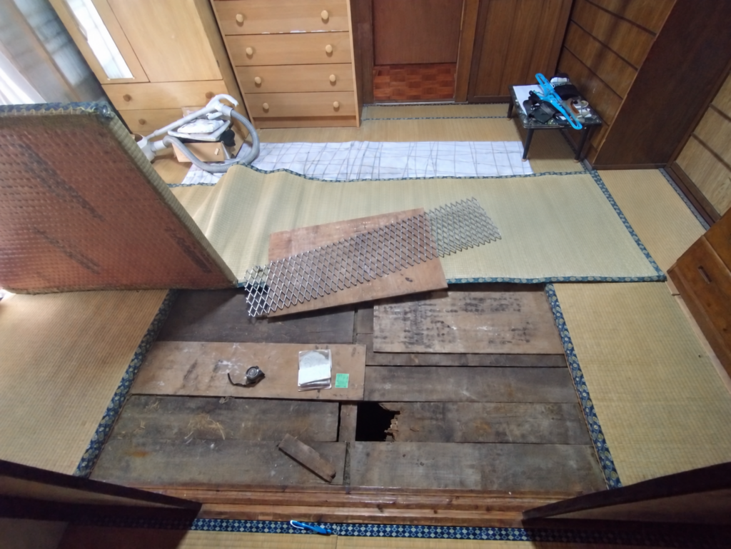畳の下の床工事 床板・根太・大引の取替え